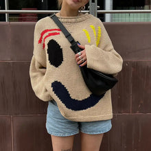 Laden Sie das Bild in den Galerie-Viewer, Lässiger Pullover mit Smiley-Muster