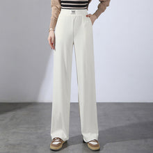 Laden Sie das Bild in den Galerie-Viewer, Damen-Sommerhose mit hoher Taille, drapierter Eisseide und weitem Bein