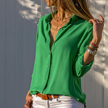 Laden Sie das Bild in den Galerie-Viewer, Chiffonhemd mit V-Ausschnitt