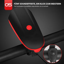 Laden Sie das Bild in den Galerie-Viewer, 2- in- 1 Fahrrad USB Horn Frontleuchte