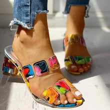 Laden Sie das Bild in den Galerie-Viewer, Farbige Sandalen mit mittlerem Absatz
