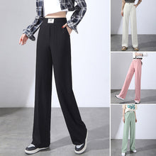 Laden Sie das Bild in den Galerie-Viewer, Damen-Sommerhose mit hoher Taille, drapierter Eisseide und weitem Bein