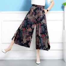 Laden Sie das Bild in den Galerie-Viewer, Lässige Blumendruck-Hose mit weitem Bein und elastischer Taille
