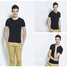 Laden Sie das Bild in den Galerie-Viewer, Herr Einfarbige T- Shirt mit Stretch-Rundhalsausschnitt