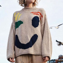 Laden Sie das Bild in den Galerie-Viewer, Lässiger Pullover mit Smiley-Muster