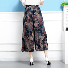 Laden Sie das Bild in den Galerie-Viewer, Lässige Blumendruck-Hose mit weitem Bein und elastischer Taille