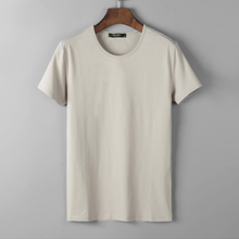 Laden Sie das Bild in den Galerie-Viewer, Herr Einfarbige T- Shirt mit Stretch-Rundhalsausschnitt
