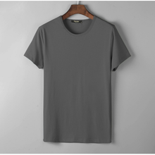 Laden Sie das Bild in den Galerie-Viewer, Herr Einfarbige T- Shirt mit Stretch-Rundhalsausschnitt