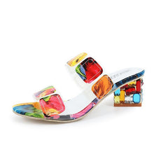Laden Sie das Bild in den Galerie-Viewer, Farbige Sandalen mit mittlerem Absatz