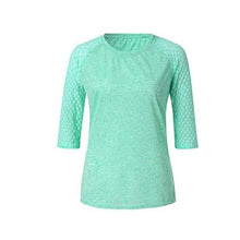 Laden Sie das Bild in den Galerie-Viewer, Frauen-T-Shirt mit Spitzennähten und rundem Ausschnitt