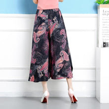 Laden Sie das Bild in den Galerie-Viewer, Lässige Blumendruck-Hose mit weitem Bein und elastischer Taille