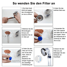Laden Sie das Bild in den Galerie-Viewer, Premium Duschkopf Handbrause mit Ionenfilter wassersparend mit verstellbaren Wasserdruck