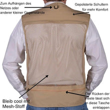 Laden Sie das Bild in den Galerie-Viewer, Leichte Weste aus Mesh-Stoff mit 16 Sacken