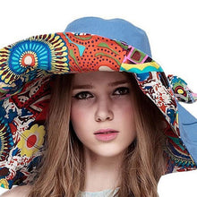 Laden Sie das Bild in den Galerie-Viewer, Handgemachte zweiseitige übergroße Sommer Sonnenhut mit UV-Schutz