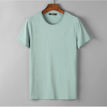Laden Sie das Bild in den Galerie-Viewer, Herr Einfarbige T- Shirt mit Stretch-Rundhalsausschnitt