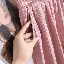 Laden Sie das Bild in den Galerie-Viewer, Damen-Sommerhose mit hoher Taille, drapierter Eisseide und weitem Bein