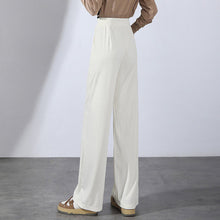 Laden Sie das Bild in den Galerie-Viewer, Damen-Sommerhose mit hoher Taille, drapierter Eisseide und weitem Bein