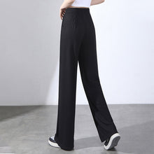 Laden Sie das Bild in den Galerie-Viewer, Damen-Sommerhose mit hoher Taille, drapierter Eisseide und weitem Bein