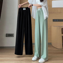 Laden Sie das Bild in den Galerie-Viewer, Damen-Sommerhose mit hoher Taille, drapierter Eisseide und weitem Bein