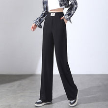 Laden Sie das Bild in den Galerie-Viewer, Damen-Sommerhose mit hoher Taille, drapierter Eisseide und weitem Bein