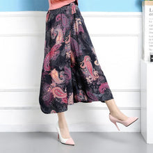 Laden Sie das Bild in den Galerie-Viewer, Lässige Blumendruck-Hose mit weitem Bein und elastischer Taille
